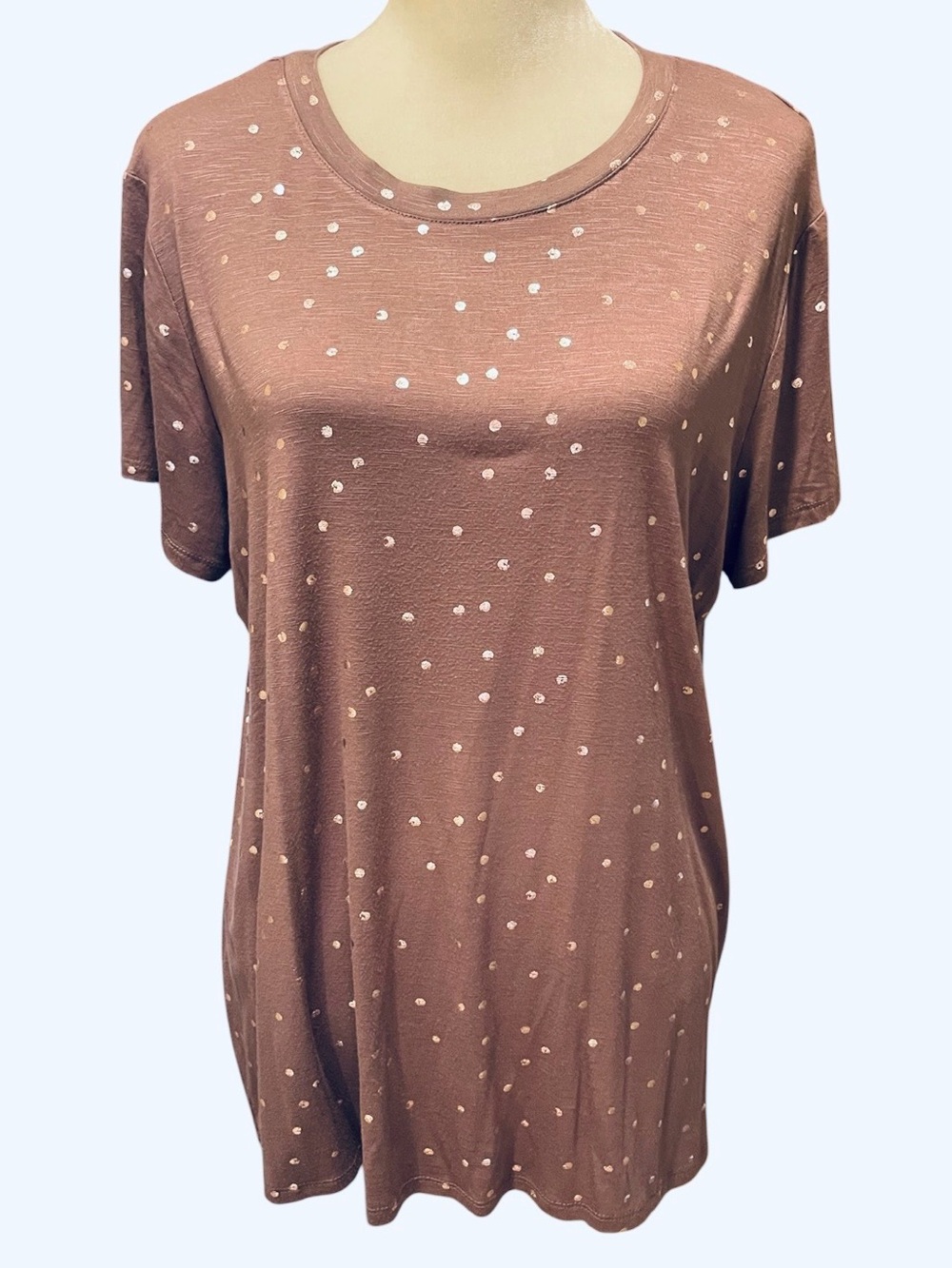 Maurices Kennedy Metallic Polka Dot Dusty Rose Top